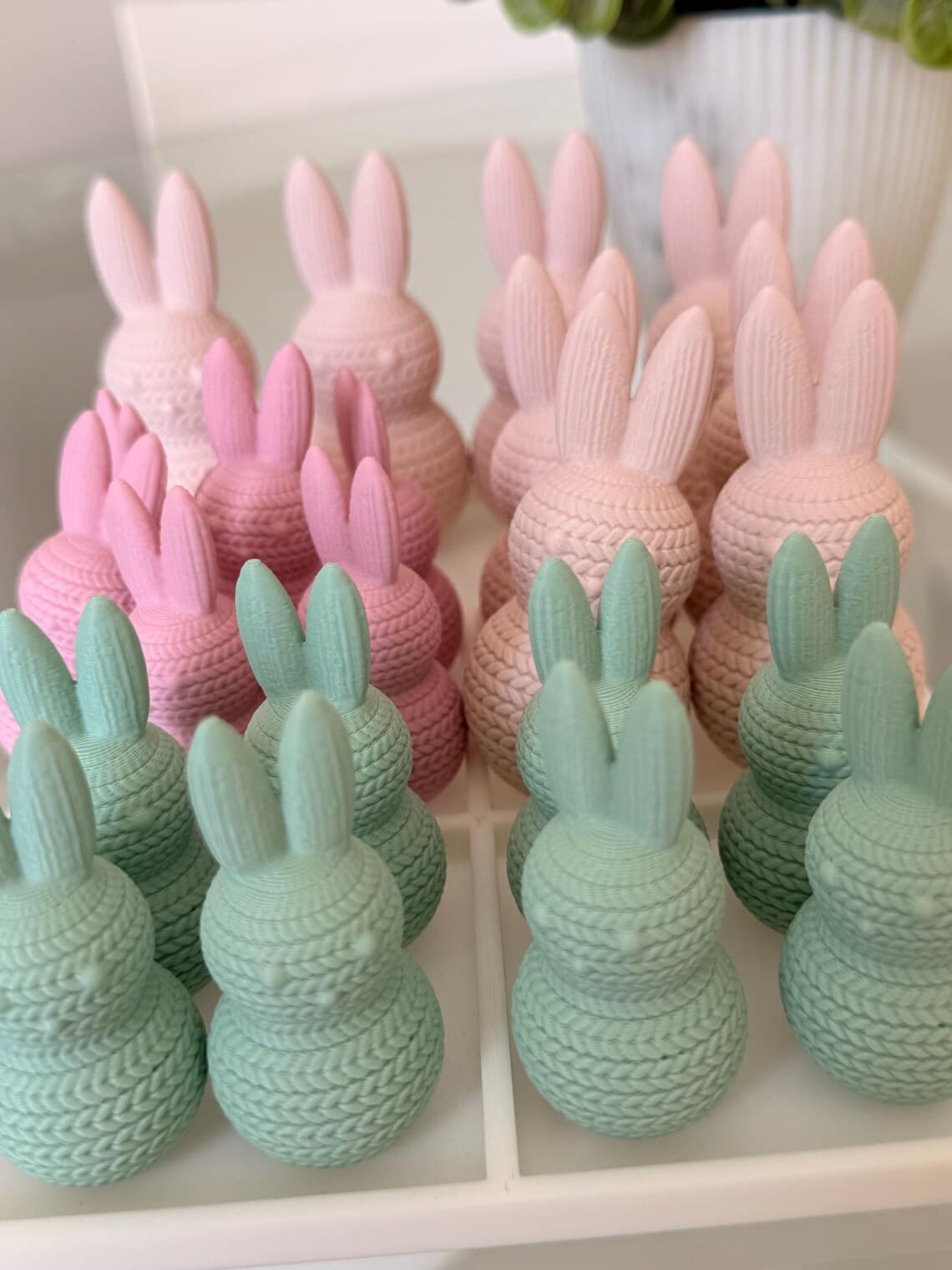 Customizable 3D Printed Bunny Family Sculpture, Minimalist Home Decor Figurine