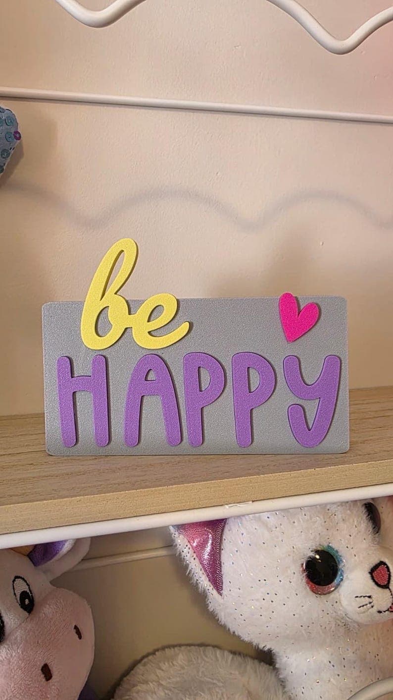 Custom 3D ‘Be Happy’ Sign – Personalized Kids Room Decor & Gift