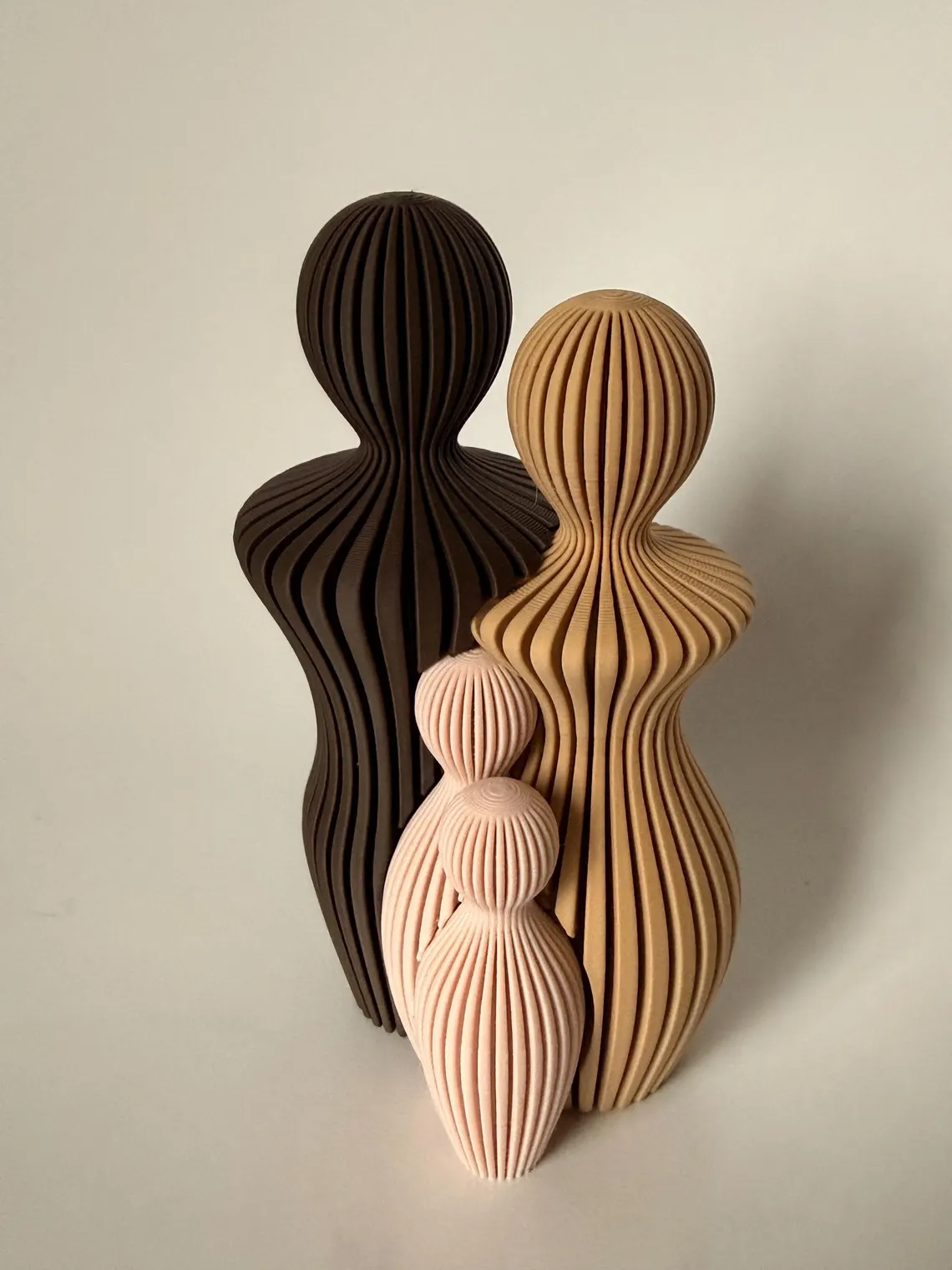 Custom Family Sculpture, 3D Printed Minimalist Figurine, Pet Inclusion Home Decor